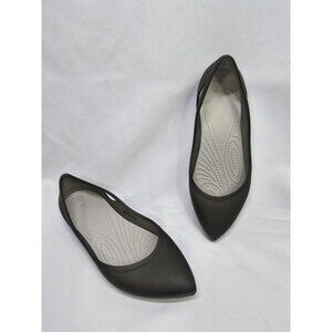 Crocs Shoes Womens 6 Rio Ballet Flats Black Comfort Slip On Pointed Toe